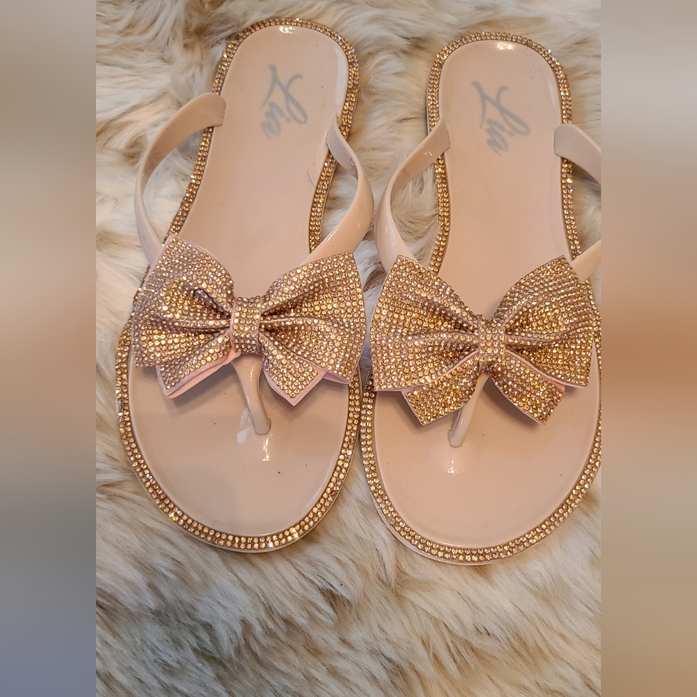 Bling Bow Flip Flops